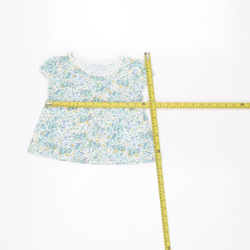 Next Girls Blue Floral Organic Cotton Sleeveless Top 1.5-2 Years