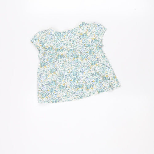 Next Girls Blue Floral Organic Cotton Sleeveless Top 1.5-2 Years