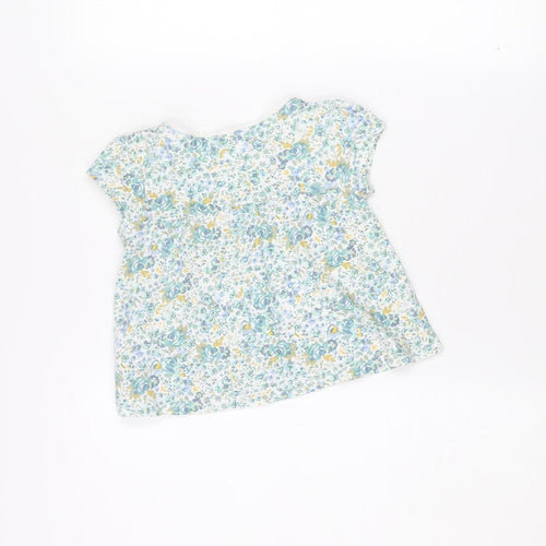 Next Girls Blue Floral Organic Cotton Sleeveless Top 1.5-2 Years