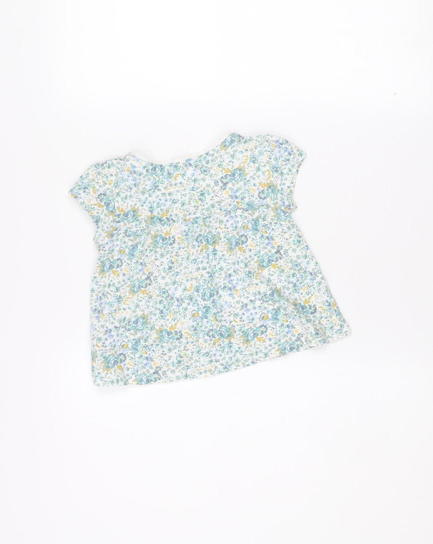 Next Girls Blue Floral Organic Cotton Sleeveless Top 1.5-2 Years