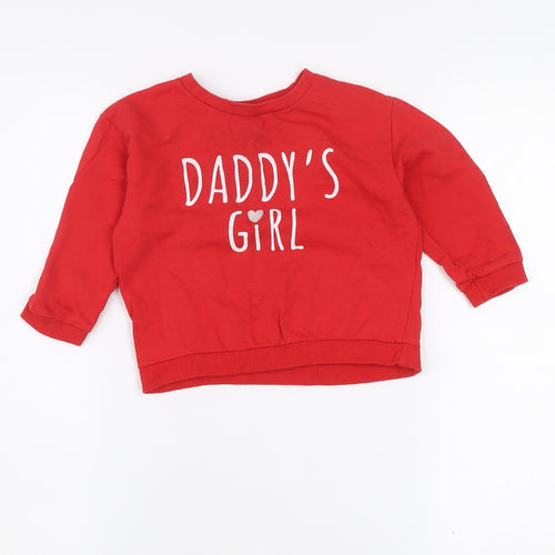 So Cute Girls Red Pullover Jumper 24 Months Daddy’s Girl Cotton Knit