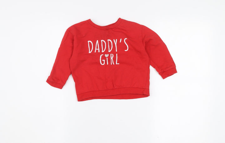 So Cute Girls Red Pullover Jumper 24 Months Daddy’s Girl Cotton Knit
