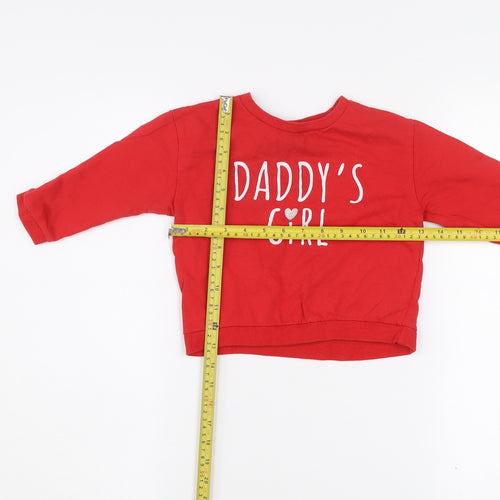 So Cute Girls Red Pullover Jumper 24 Months Daddy’s Girl Cotton Knit