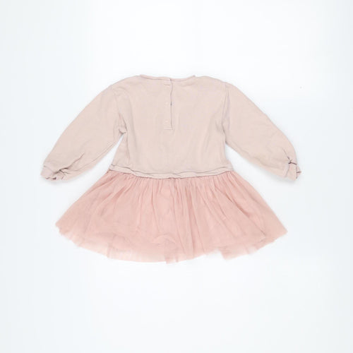 Next Girls Pink Bunny Tutu Dress 2 Years Long Sleeve Cotton Party Wear