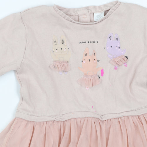 Next Girls Pink Bunny Tutu Dress 2 Years Long Sleeve Cotton Party Wear