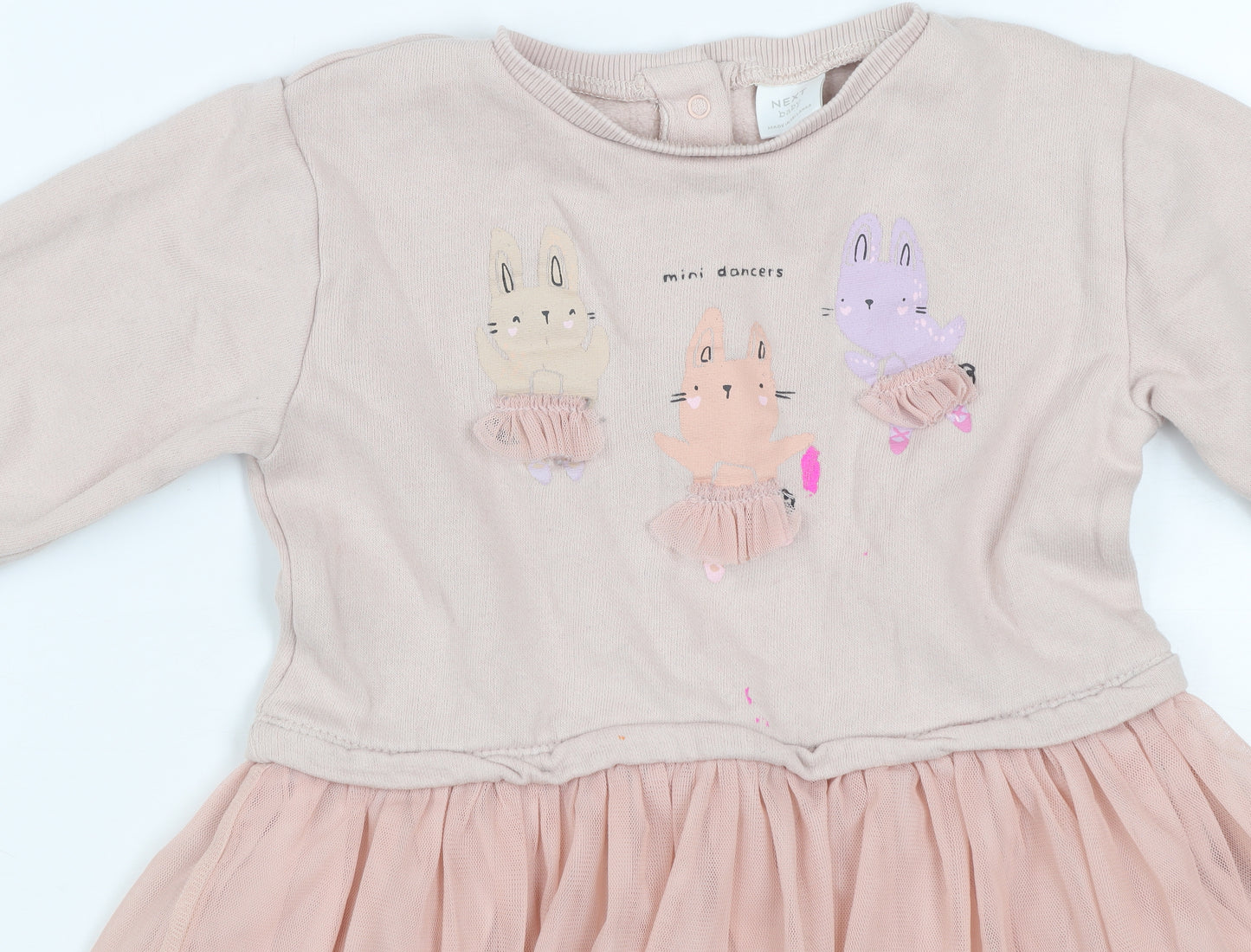 Next Girls Pink Bunny Tutu Dress 2 Years Long Sleeve Cotton Party Wear