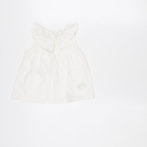 Next Girls White Cotton Sleeveless Blouse 18-24 Months Lightweight Summer Top