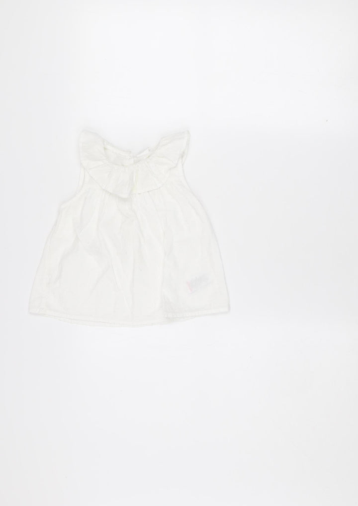 Next Girls White Cotton Sleeveless Blouse 18-24 Months Lightweight Summer Top