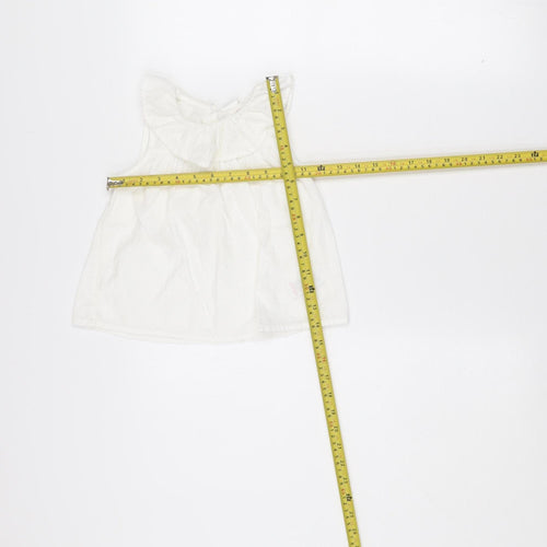 Next Girls White Cotton Sleeveless Blouse 18-24 Months Lightweight Summer Top
