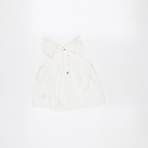 Next Girls White Cotton Sleeveless Blouse 18-24 Months Lightweight Summer Top