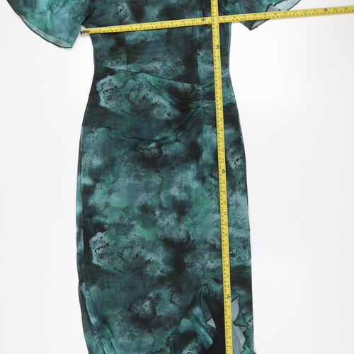 Girl In Mind Women Green Tie Dye Ruffle Off Shoulder Midi Dress Size 10