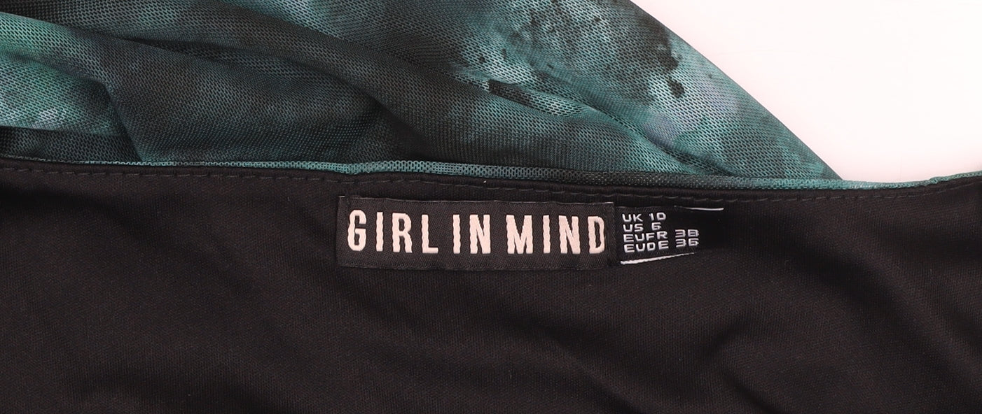 Girl In Mind Women Green Tie Dye Ruffle Off Shoulder Midi Dress Size 10