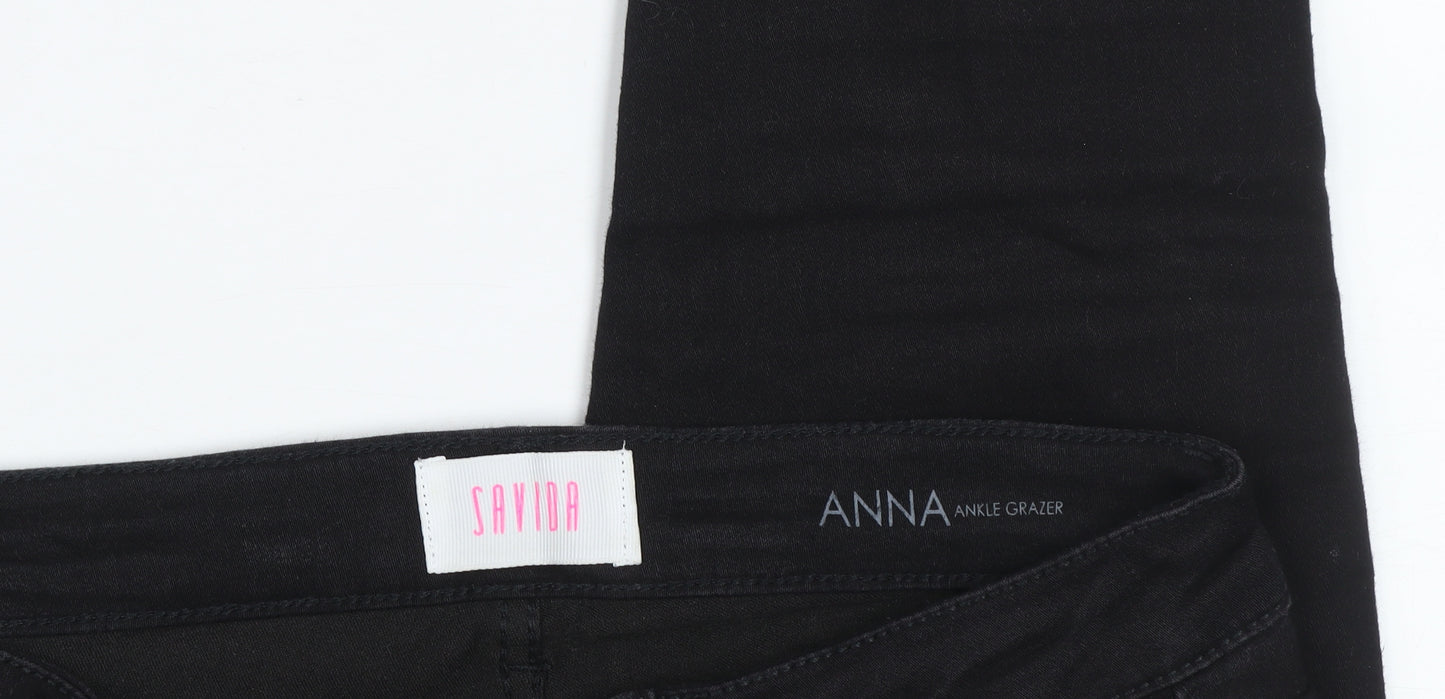 Savida Women’s Black Ankle Grazer Slim Fit Jeans Size 10