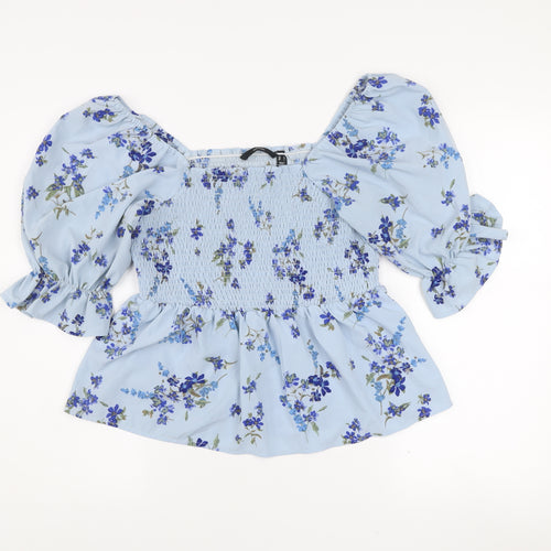 Vero Moda Women’s Blue Floral Puff Sleeve Tunic Blouse Size L