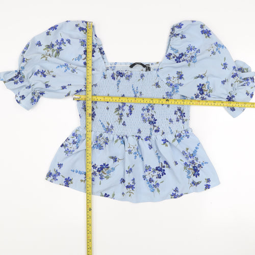Vero Moda Women’s Blue Floral Puff Sleeve Tunic Blouse Size L