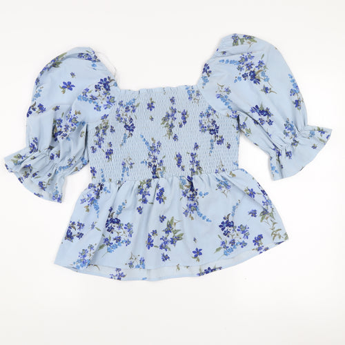 Vero Moda Women’s Blue Floral Puff Sleeve Tunic Blouse Size L