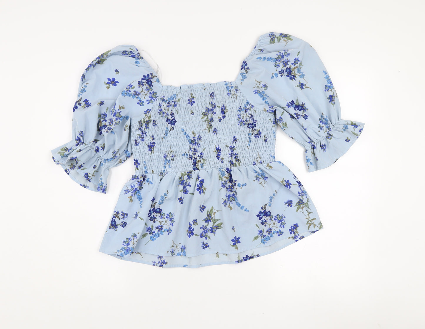 Vero Moda Women’s Blue Floral Puff Sleeve Tunic Blouse Size L