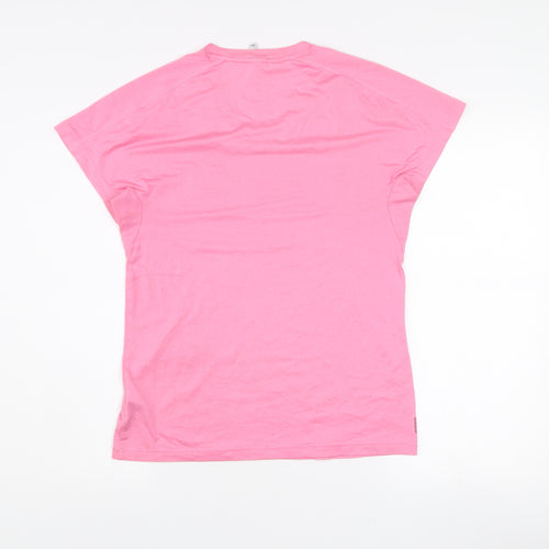 adidas Womens Pink V-Neck Short Sleeve Active T-Shirt M