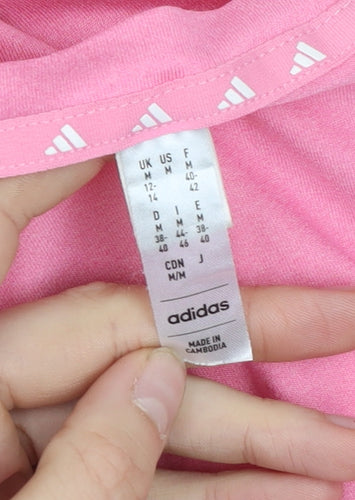 adidas Womens Pink V-Neck Short Sleeve Active T-Shirt M