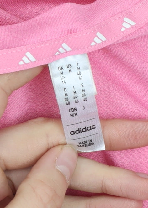 adidas Womens Pink V-Neck Short Sleeve Active T-Shirt M