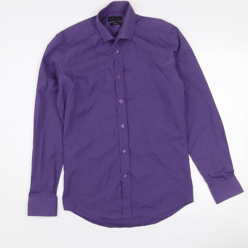 ADVISE Men's Purple Slim Fit Long Sleeve Button-Up Shirt 15 38in