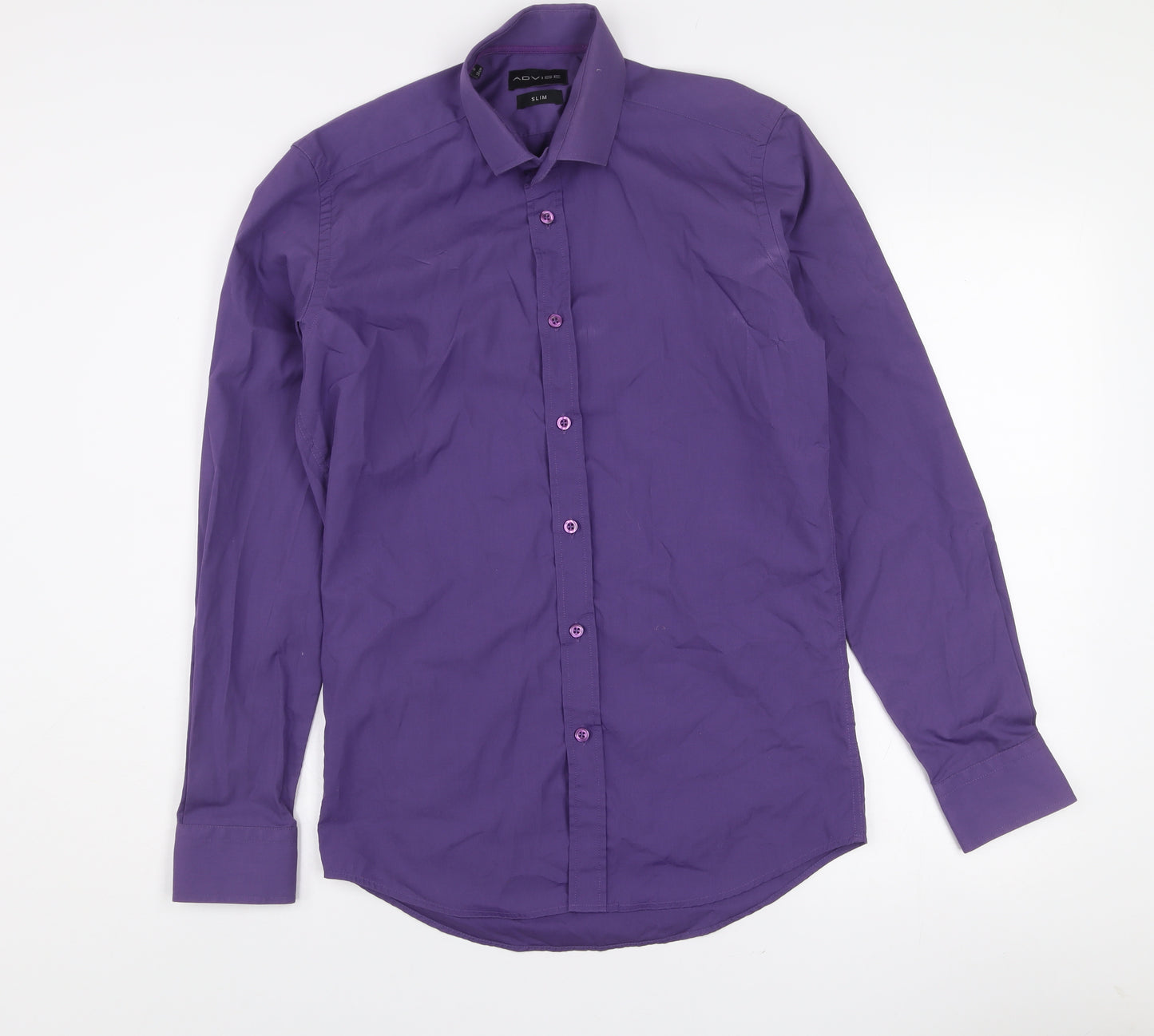 ADVISE Men's Purple Slim Fit Long Sleeve Button-Up Shirt 15 38in