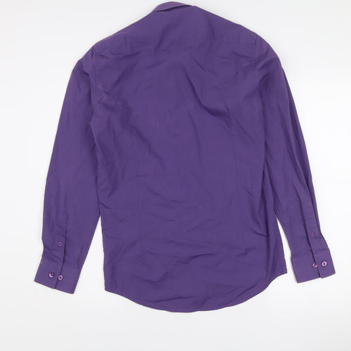 ADVISE Men's Purple Slim Fit Long Sleeve Button-Up Shirt 15 38in
