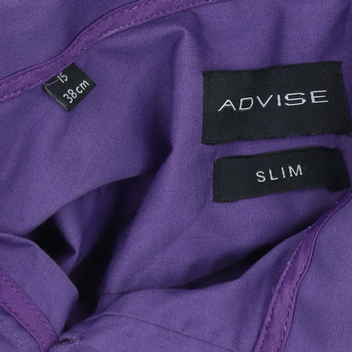 ADVISE Men's Purple Slim Fit Long Sleeve Button-Up Shirt 15 38in