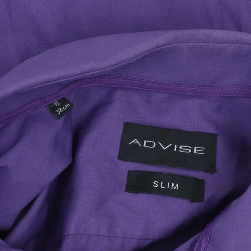 ADVISE Men's Purple Slim Fit Long Sleeve Button-Up Shirt 15 38in