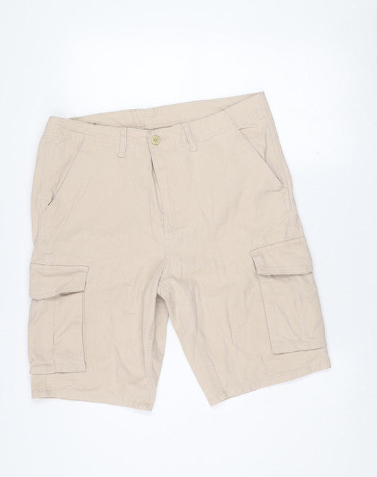 Dunnes Stores Men's Beige Cargo Shorts 36in Cotton Blend Casual