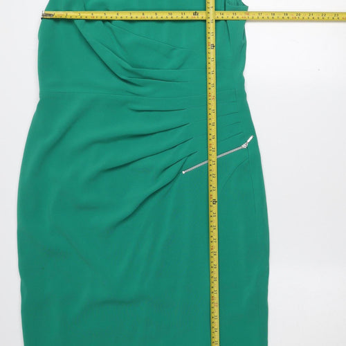 Coast Womens Green Sheath Dress Size 14 Formal Sleeveless Knee Length