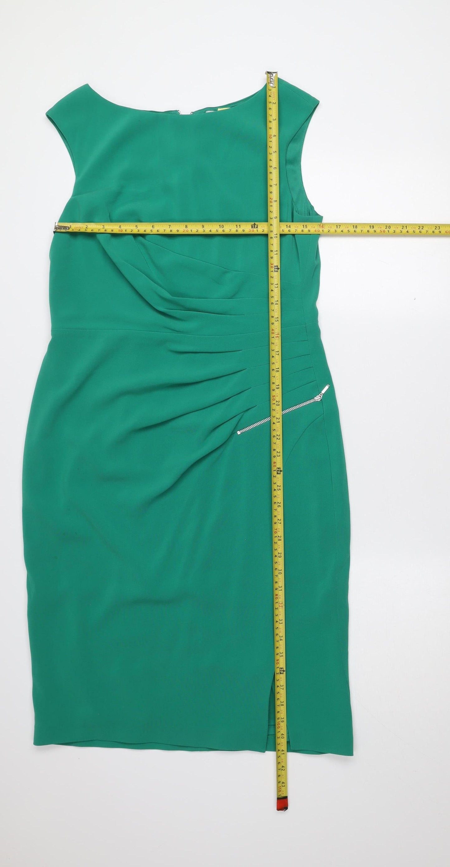 Coast Womens Green Sheath Dress Size 14 Formal Sleeveless Knee Length