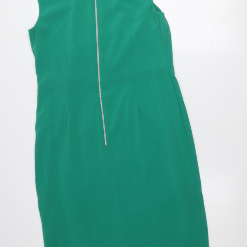 Coast Womens Green Sheath Dress Size 14 Formal Sleeveless Knee Length