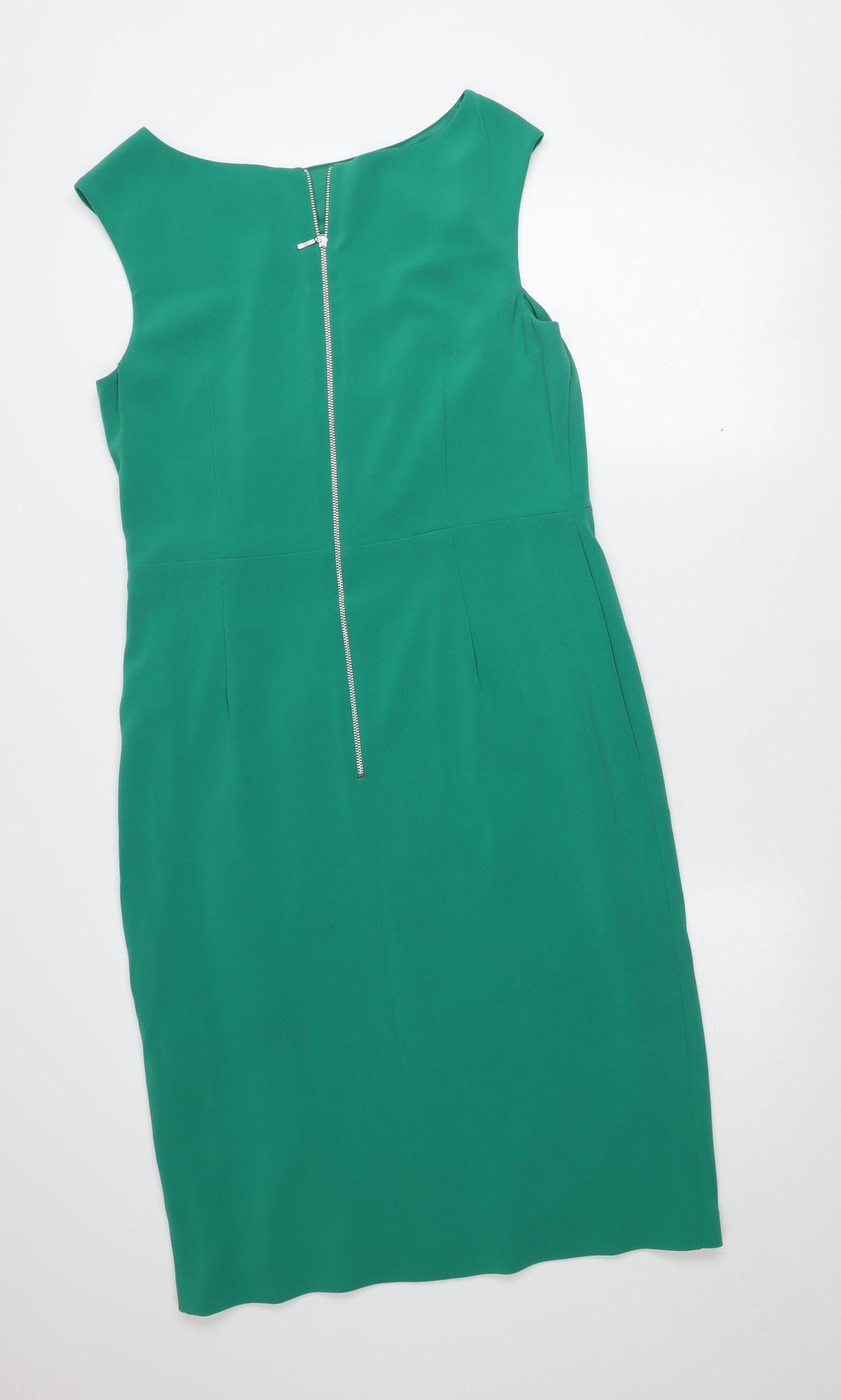 Coast Womens Green Sheath Dress Size 14 Formal Sleeveless Knee Length