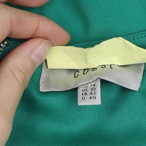 Coast Womens Green Sheath Dress Size 14 Formal Sleeveless Knee Length