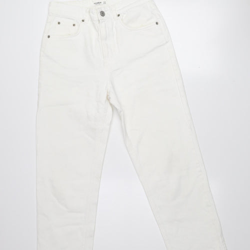 Pull & Bear Women's White Straight Regular Fit Jeans Size 10