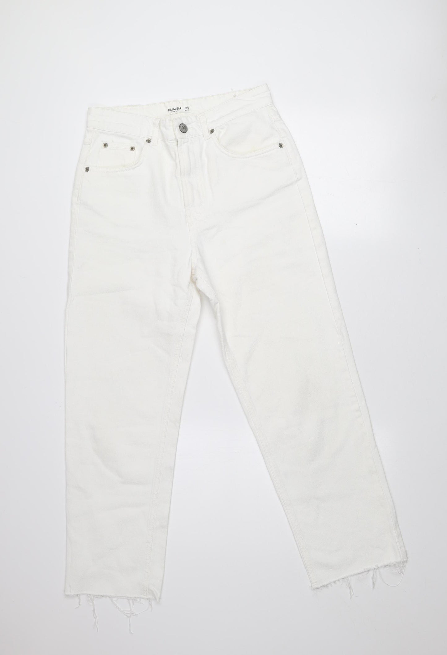 Pull & Bear Women's White Straight Regular Fit Jeans Size 10