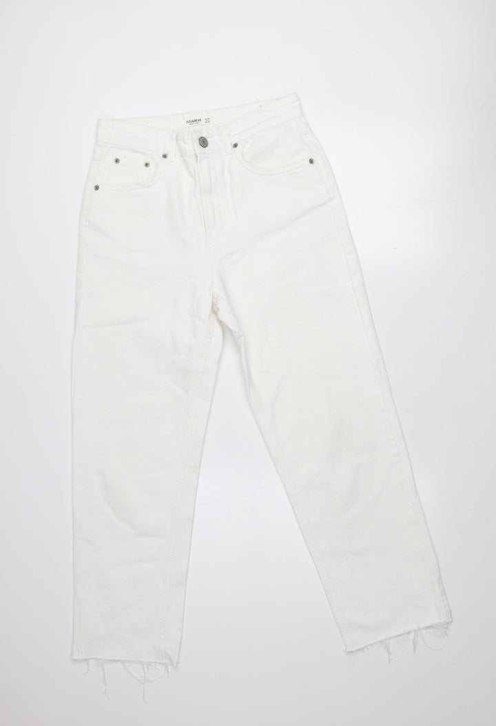 Pull & Bear Women's White Straight Regular Fit Jeans Size 10