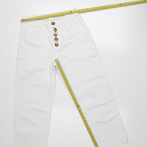Savida Womens White Straight Leg Jeans Size 10 Mid Rise Stretch Denim
