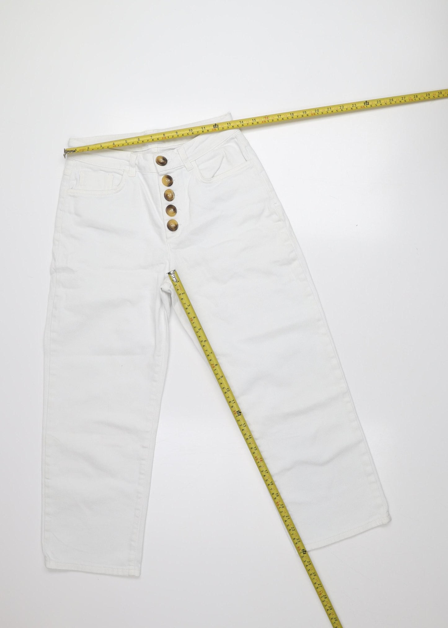 Savida Womens White Straight Leg Jeans Size 10 Mid Rise Stretch Denim