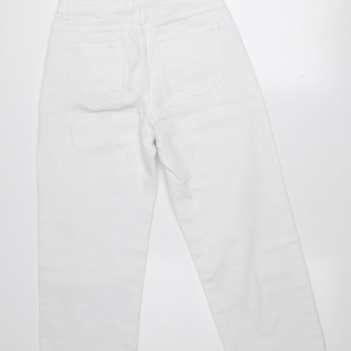 Savida Womens White Straight Leg Jeans Size 10 Mid Rise Stretch Denim