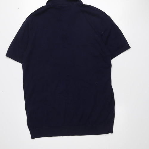 SELECTED HOMME Men's Blue Cotton Short Sleeve Polo Shirt XL