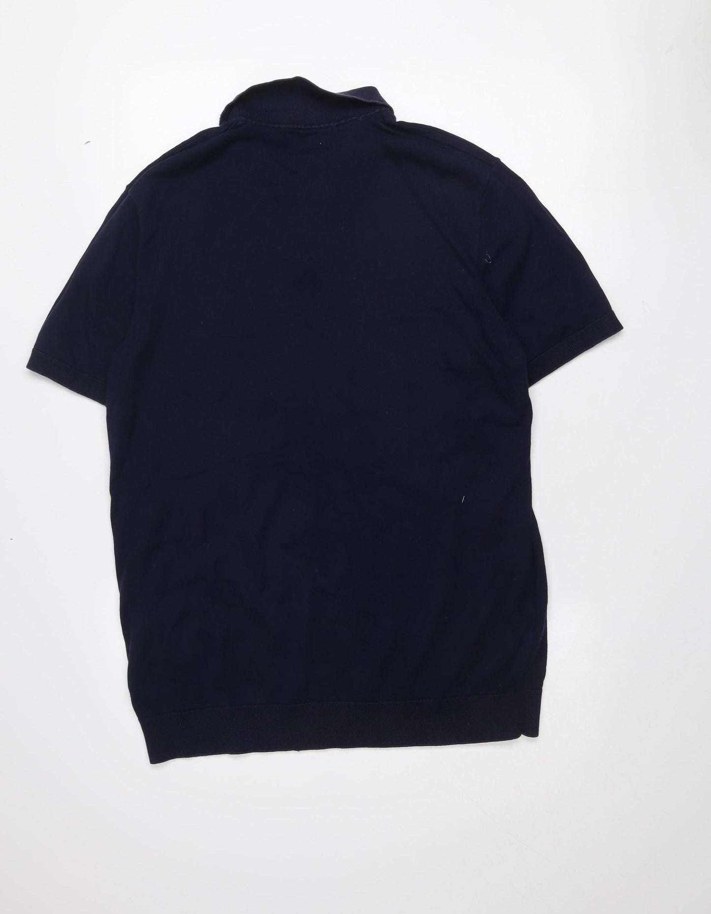 SELECTED HOMME Men's Blue Cotton Short Sleeve Polo Shirt XL