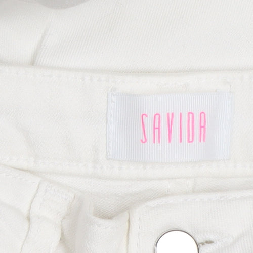 Savida Women White Skinny Slim Fit Stretch Denim Jeans Size 10
