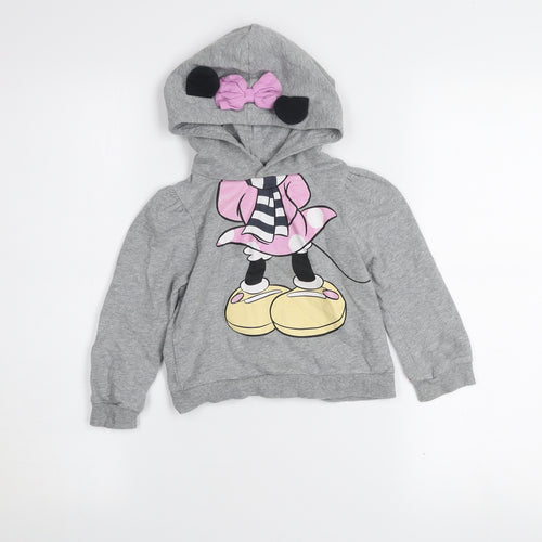name it Girls Grey Minnie Mouse Pullover Hoodie 2-3 Years Hooded Sweatshirt