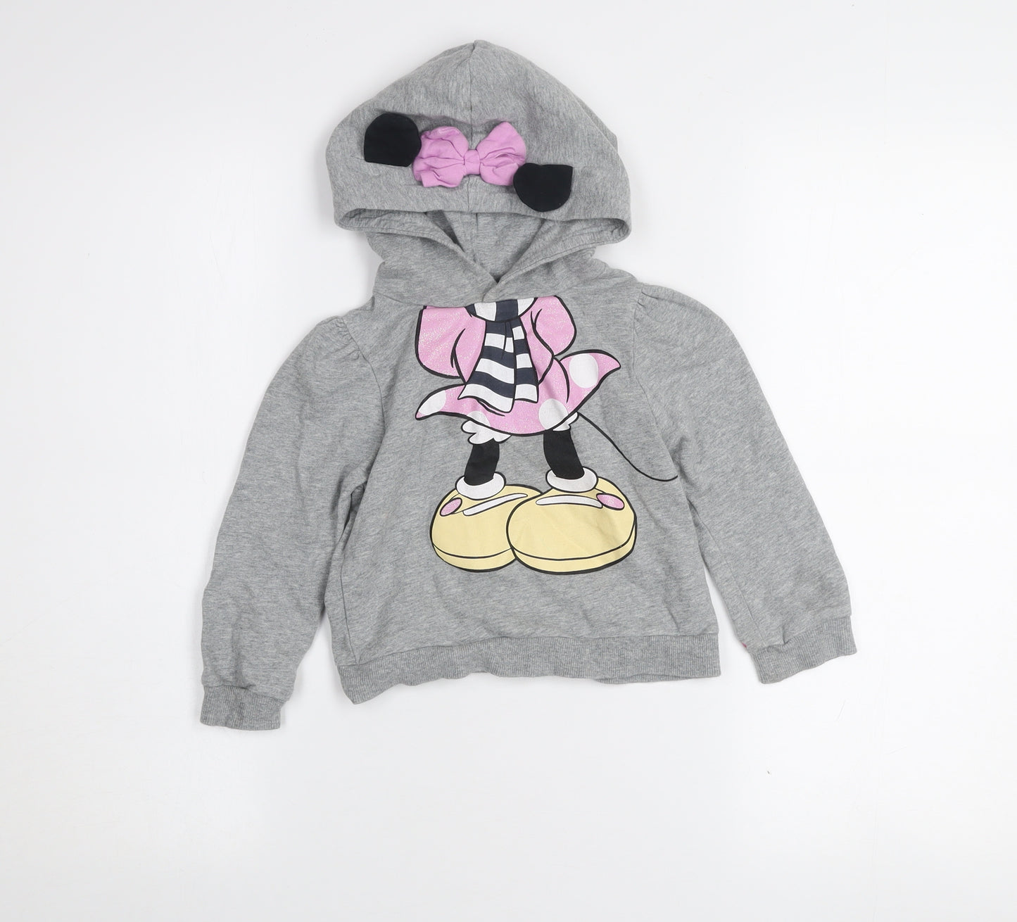 name it Girls Grey Minnie Mouse Pullover Hoodie 2-3 Years Hooded Sweatshirt