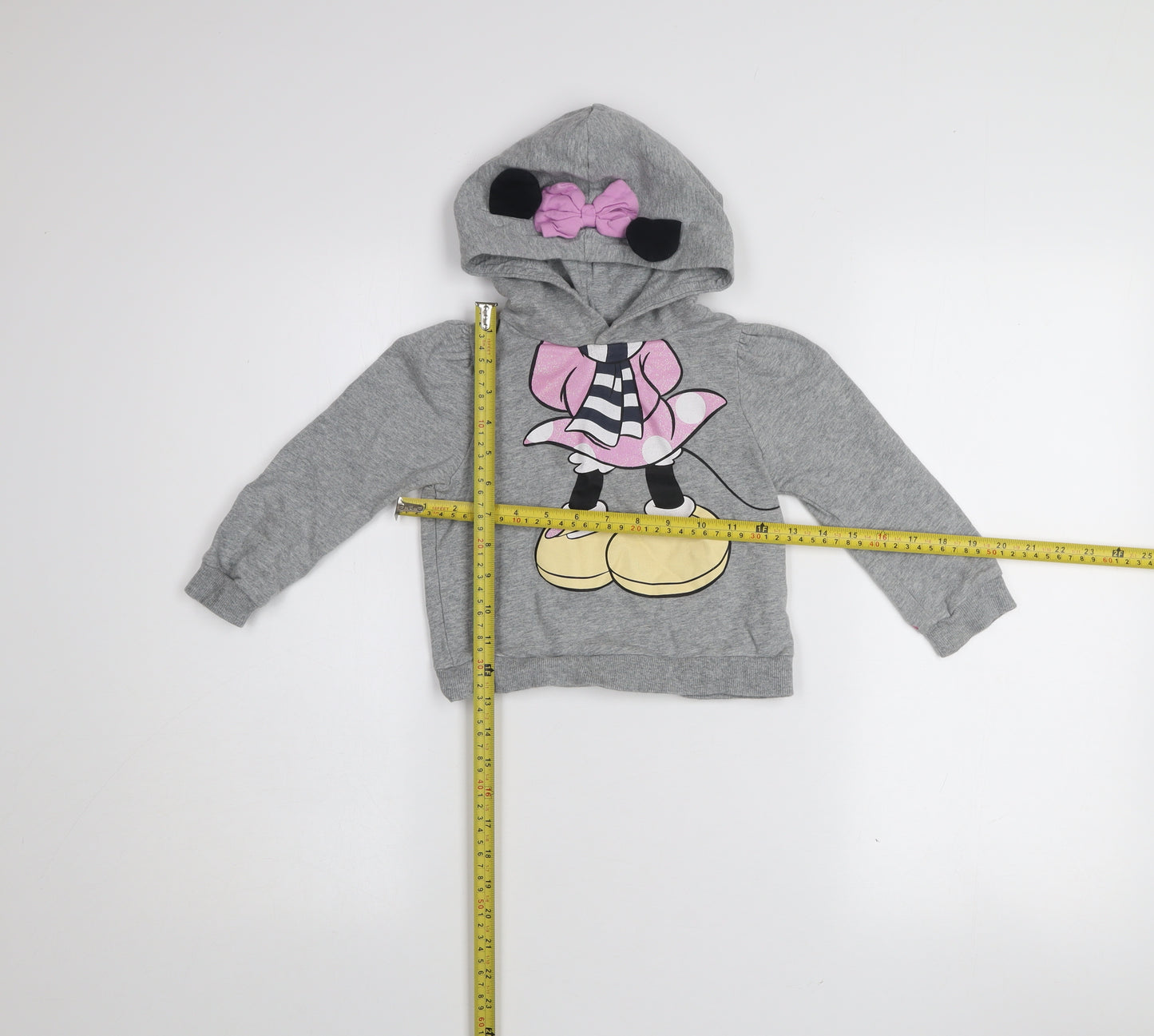 name it Girls Grey Minnie Mouse Pullover Hoodie 2-3 Years Hooded Sweatshirt