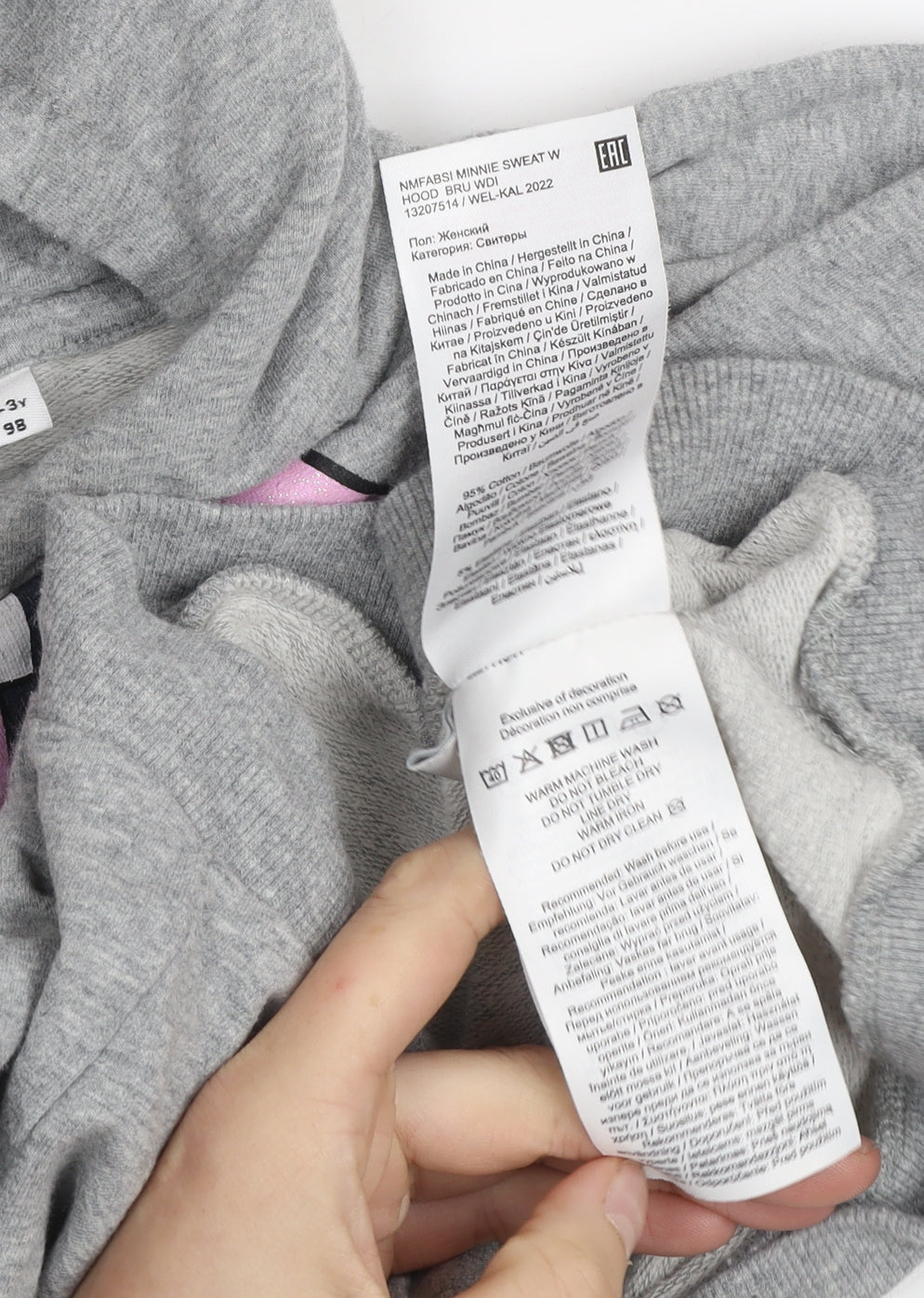 name it Girls Grey Minnie Mouse Pullover Hoodie 2-3 Years Hooded Sweatshirt