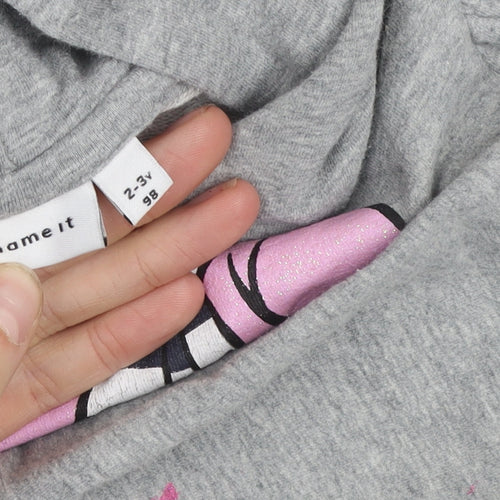 name it Girls Grey Minnie Mouse Pullover Hoodie 2-3 Years Hooded Sweatshirt