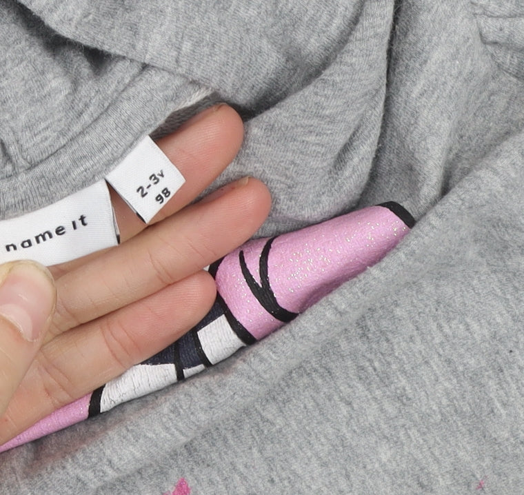 name it Girls Grey Minnie Mouse Pullover Hoodie 2-3 Years Hooded Sweatshirt